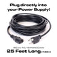 25 Foot Long AC Power Cord for Pedalboard Power Supplies & Multi-Effects Pedals