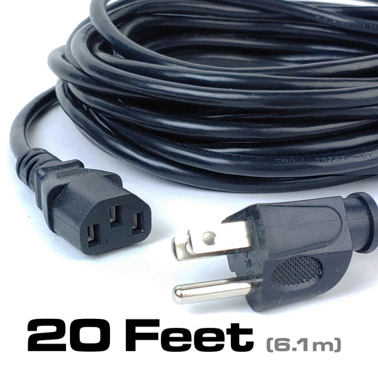 20 Foot Long AC Power Cord for Pedalboard Power Supplies & Multi-Effects Pedals