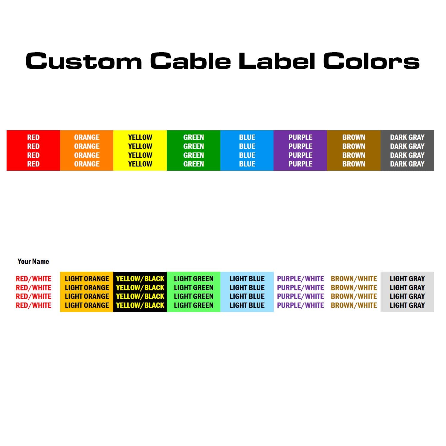 Custom Cable Label Color Options